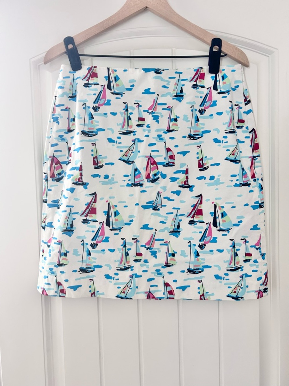 Talbots Cotton Stretch Pencil Skirt in Sailboat Pattern